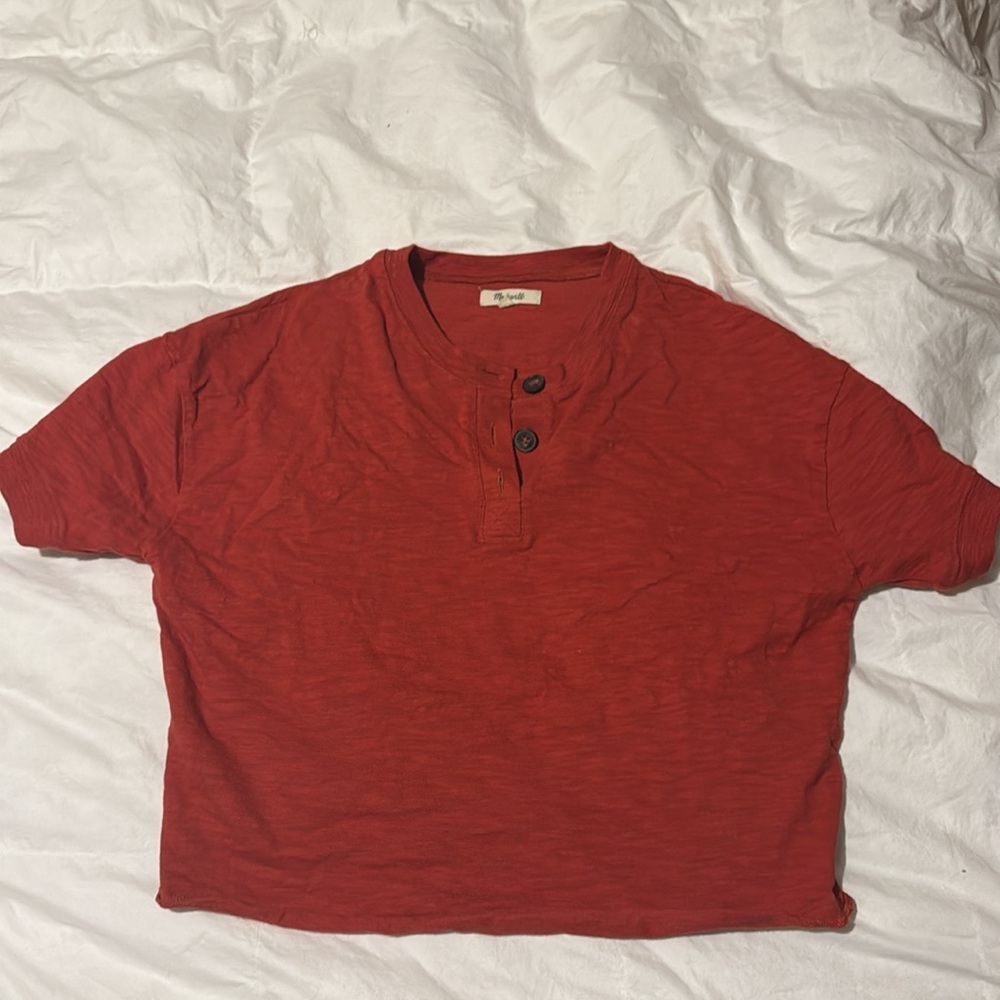 [Madewell] Raw-Edge Henley Tee - Picture 3 of 4